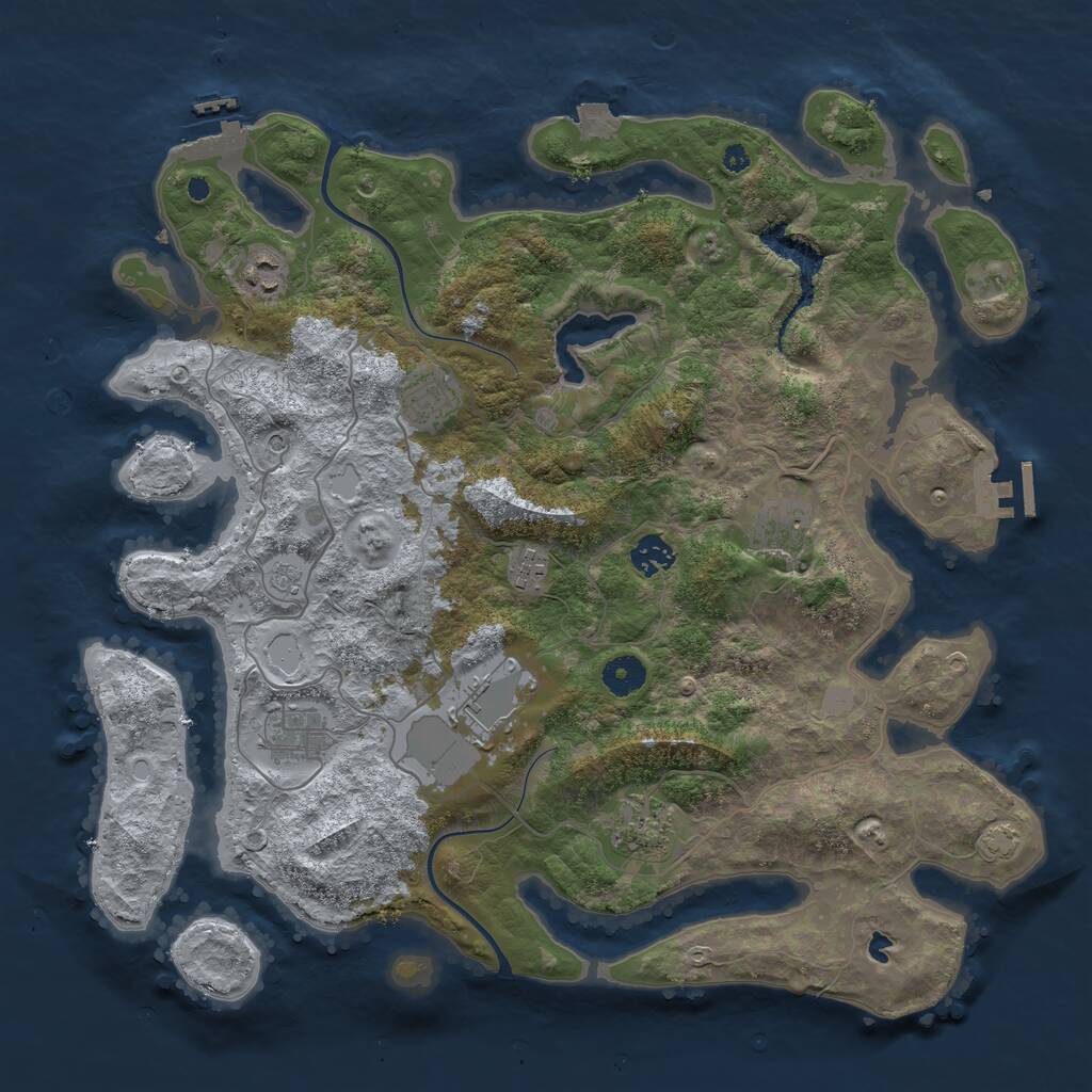 Rust Map: Procedural Map, Size: 4000, Seed: 1234231259, 14 Monuments