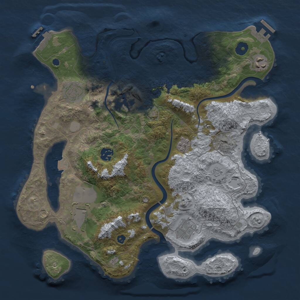 Rust Map: Procedural Map, Size: 3500, Seed: 1424967087, 13 Monuments