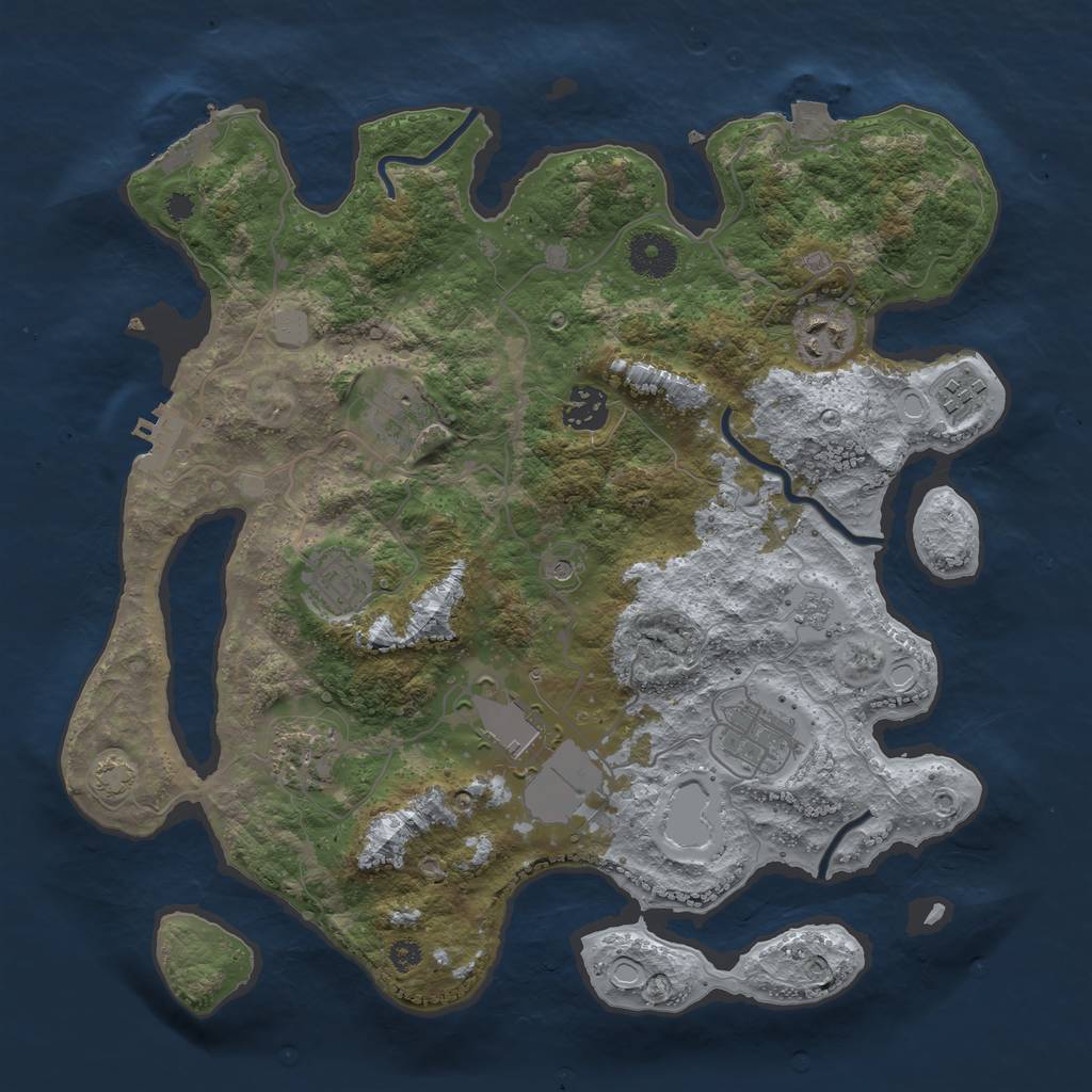 Rust Map: Procedural Map, Size: 3500, Seed: 1424967087, 16 Monuments