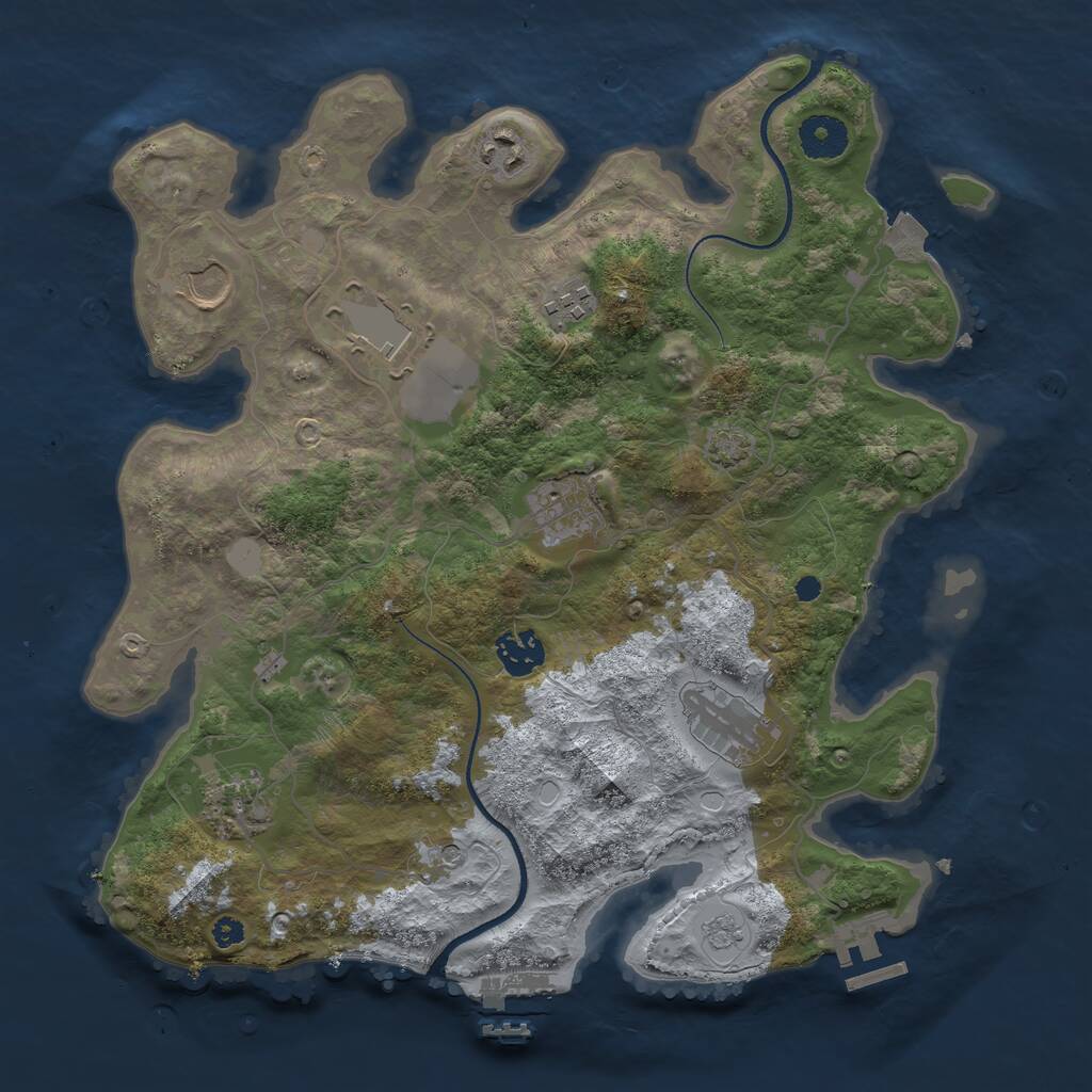 Rust Map: Procedural Map, Size: 3500, Seed: 80938434, 14 Monuments