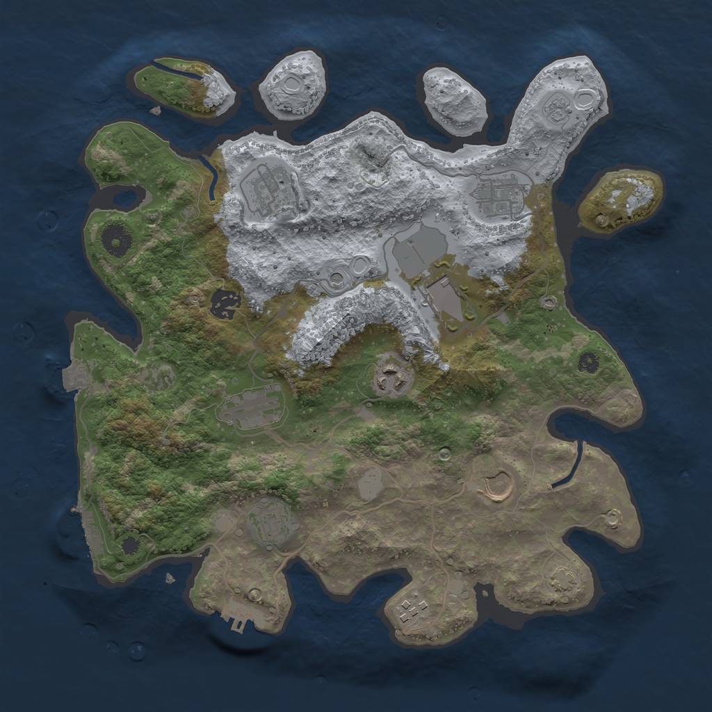 Rust Map: Procedural Map, Size: 3500, Seed: 1266479145, 17 Monuments