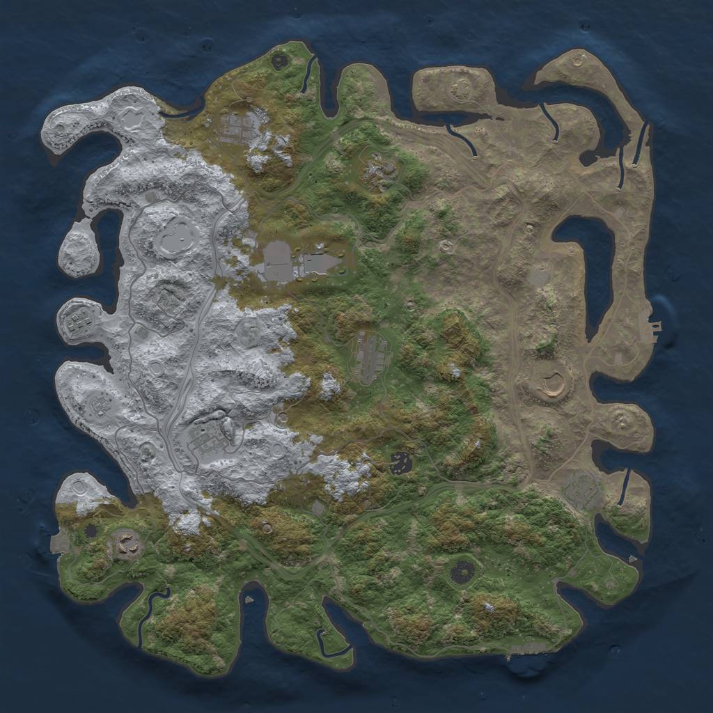 Rust Map: Procedural Map, Size: 4500, Seed: 1651665, 18 Monuments