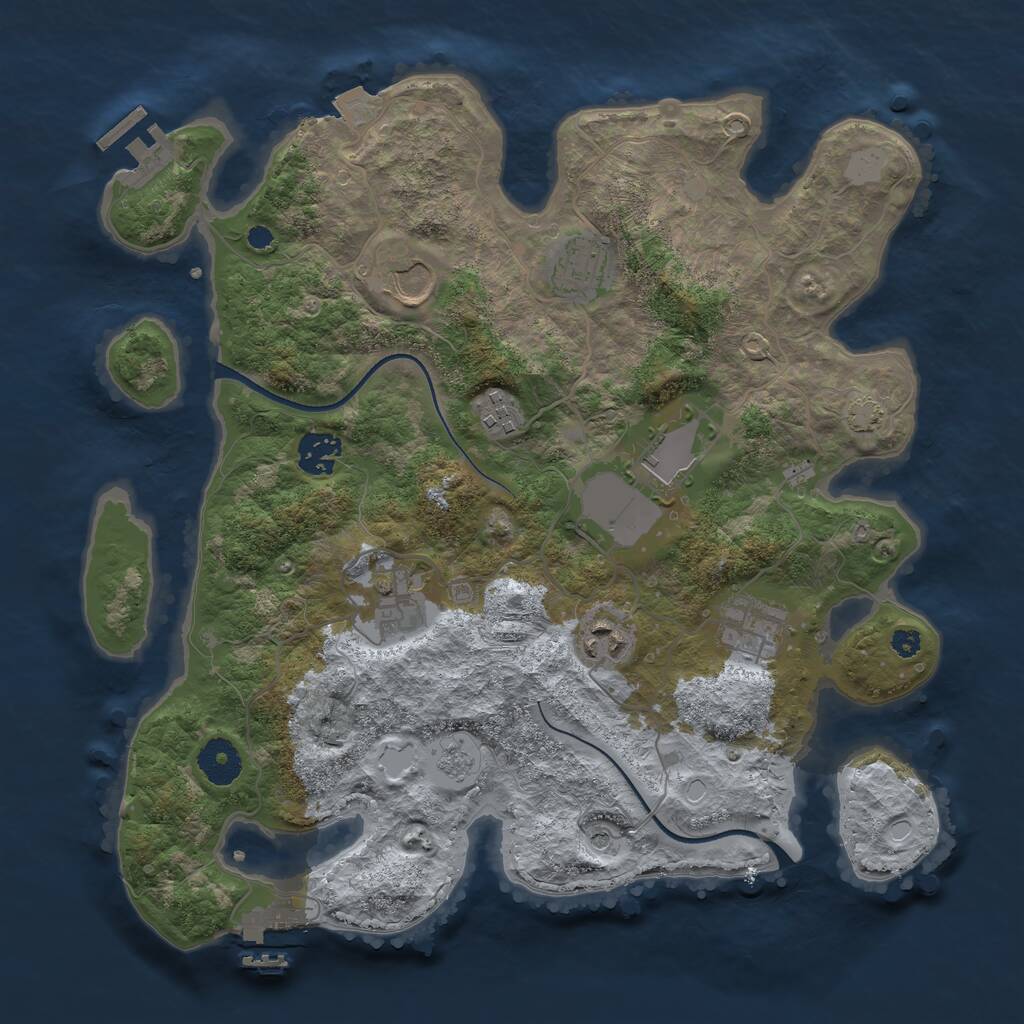 Rust Map: Procedural Map, Size: 3500, Seed: 1999389507, 14 Monuments