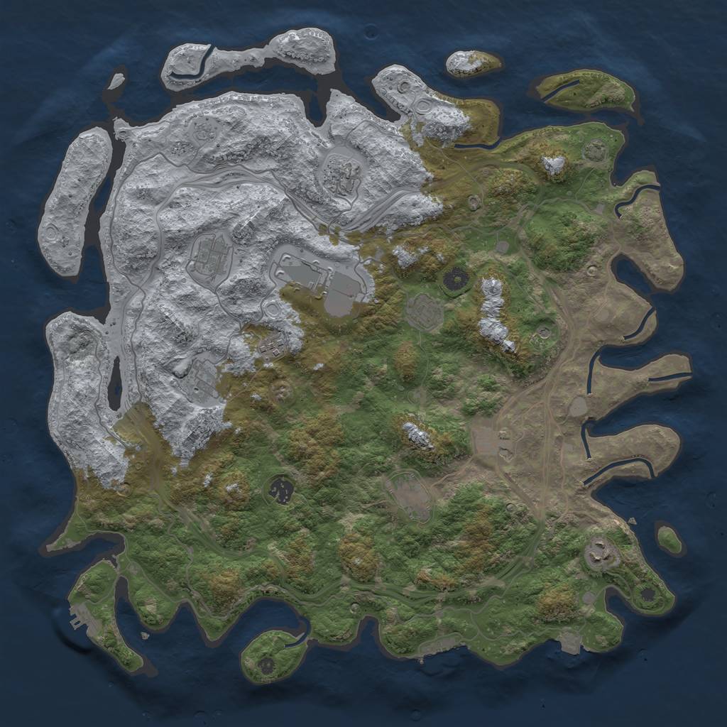 Rust Map: Procedural Map, Size: 4500, Seed: 95482423, 18 Monuments