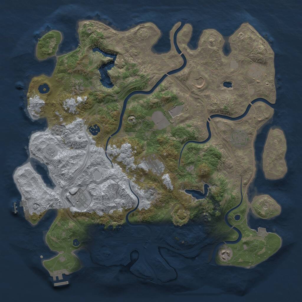 Rust Map: Procedural Map, Size: 4250, Seed: 1102681446, 16 Monuments