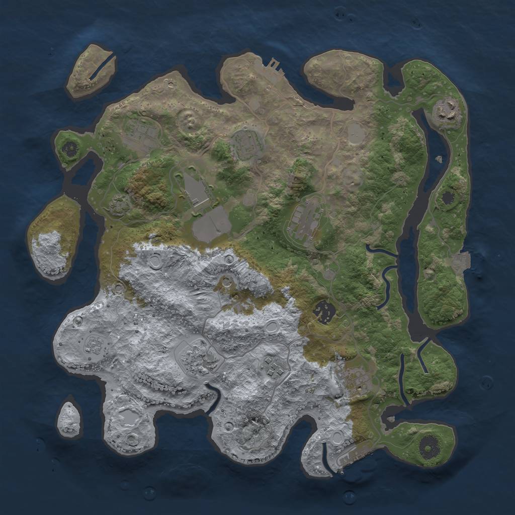 Rust Map: Procedural Map, Size: 3500, Seed: 621478867, 17 Monuments