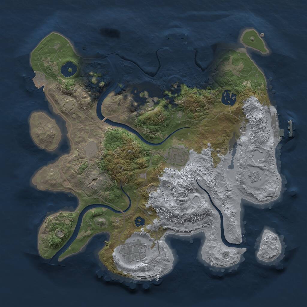 Rust Map: Procedural Map, Size: 3000, Seed: 1713574919, 10 Monuments