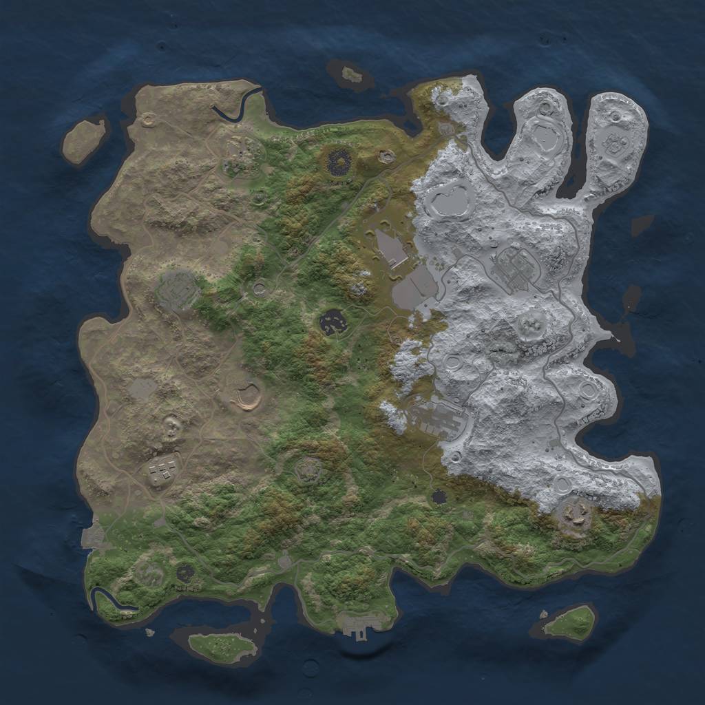 Rust Map: Procedural Map, Size: 4000, Seed: 6728, 16 Monuments