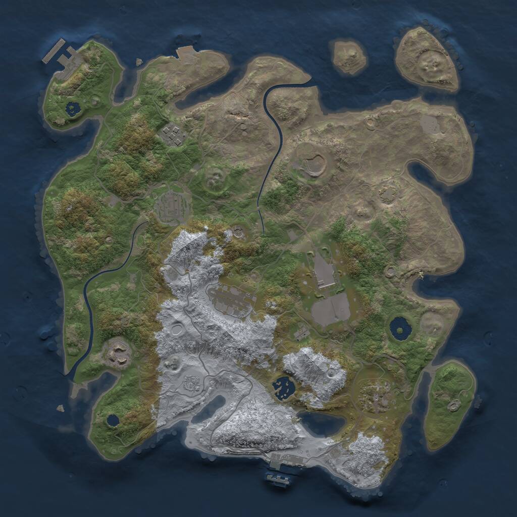 Rust Map: Procedural Map, Size: 3500, Seed: 247790, 14 Monuments
