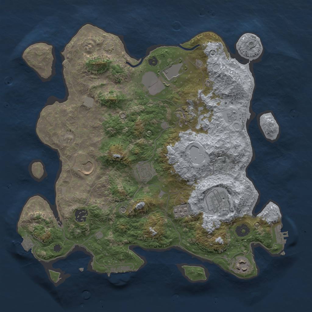 Rust Map: Procedural Map, Size: 3500, Seed: 55551314, 16 Monuments