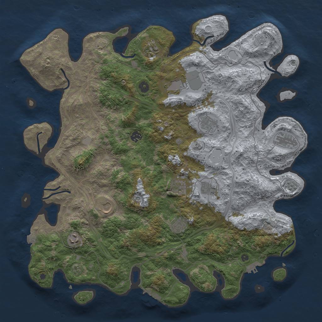 Rust Map: Procedural Map, Size: 4500, Seed: 513125450, 19 Monuments