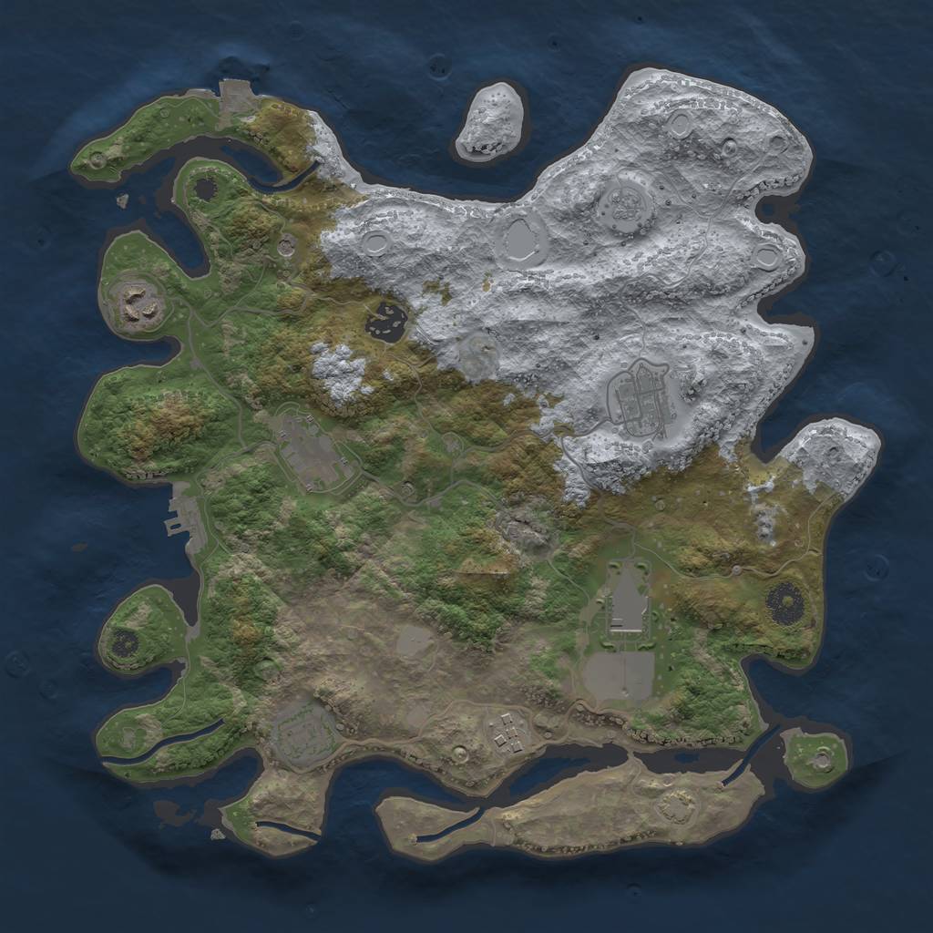 Rust Map: Procedural Map, Size: 3500, Seed: 1178751603, 14 Monuments