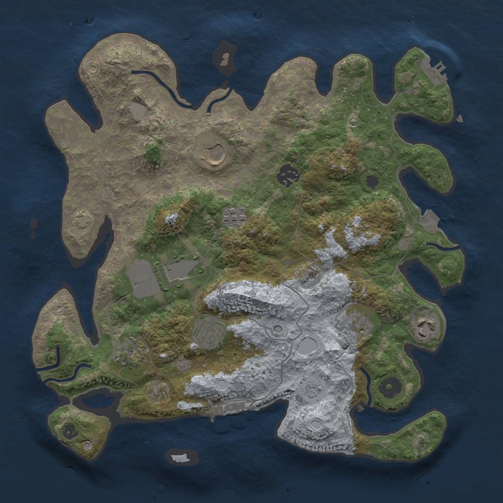 Rust Map: Procedural Map, Size: 3500, Seed: 2055390589, 16 Monuments