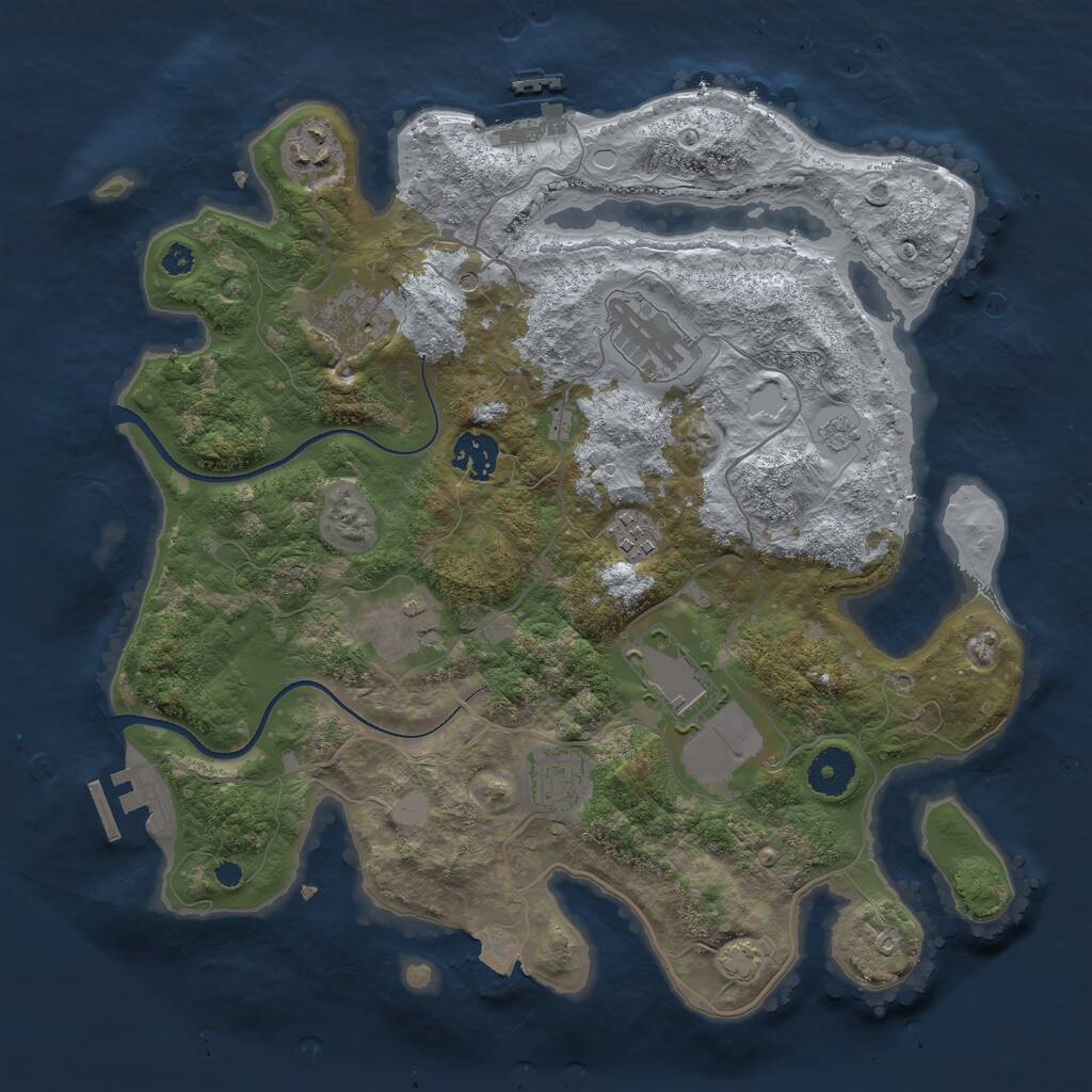Rust Map: Procedural Map, Size: 3500, Seed: 1241768721, 14 Monuments