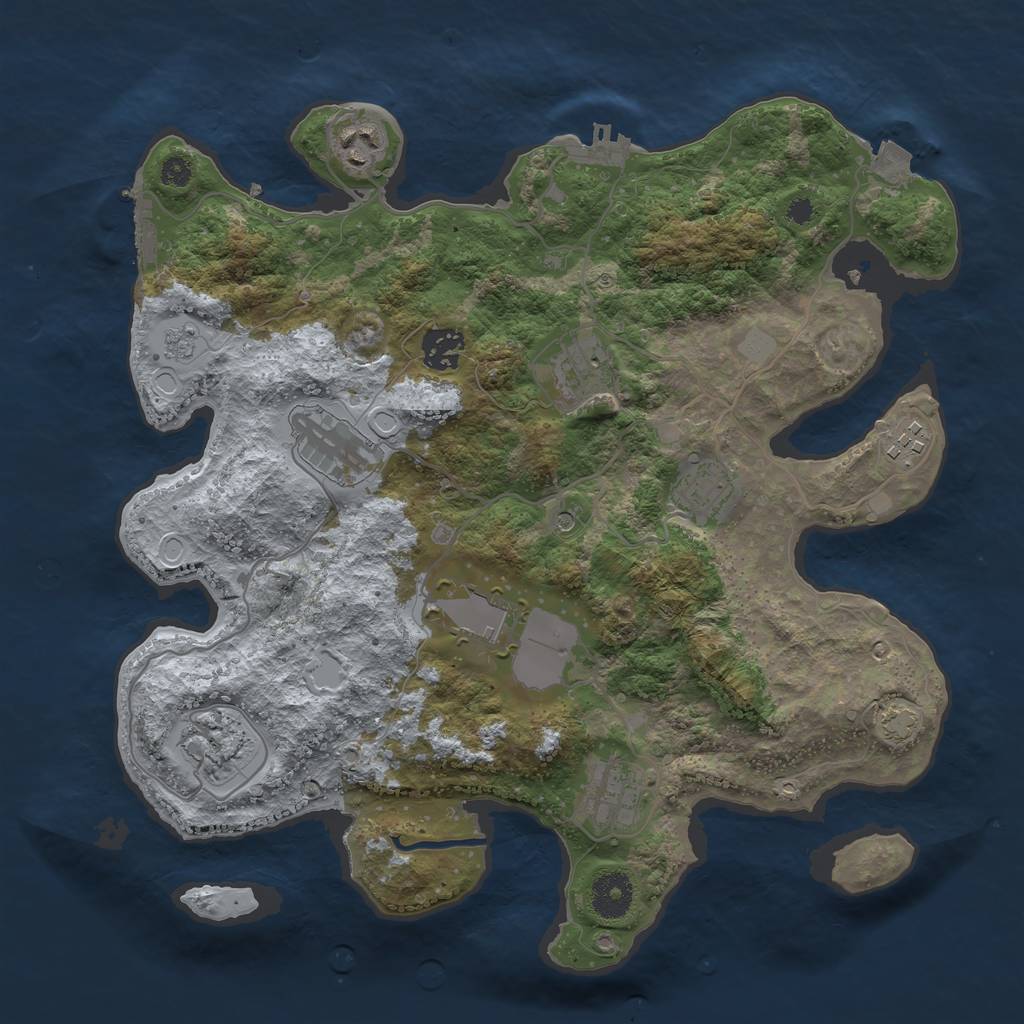 Rust Map: Procedural Map, Size: 3500, Seed: 1501438085, 17 Monuments