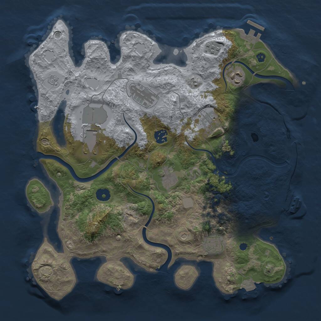 Rust Map: Procedural Map, Size: 3500, Seed: 881377784, 14 Monuments