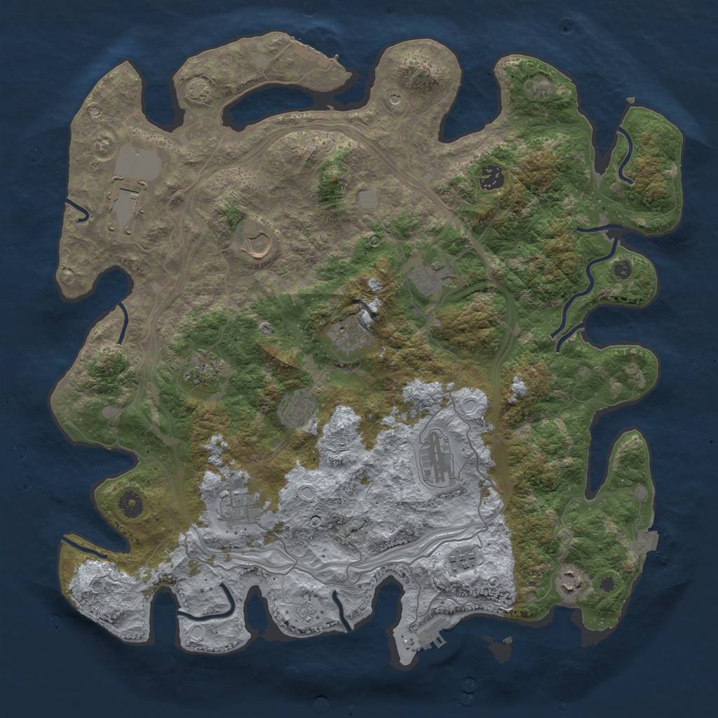 Rust Map: Procedural Map, Size: 4250, Seed: 1065394127, 19 Monuments