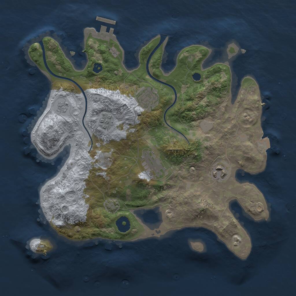 Rust Map: Procedural Map, Size: 3000, Seed: 414174650, 8 Monuments