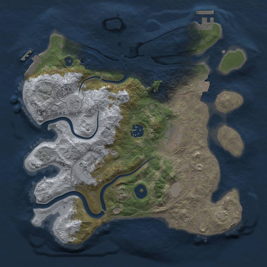 Rust Map: Procedural Map, Size: 3000, Seed: 3424, 10 Monuments