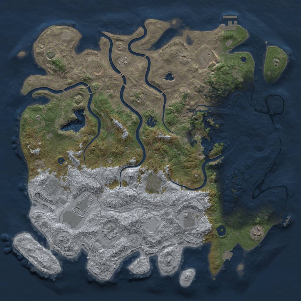 Rust Map: Procedural Map, Size: 4499, Seed: 13827, 16 Monuments