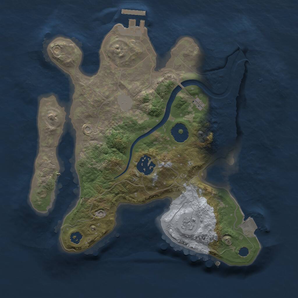 Rust Map: Procedural Map, Size: 2500, Seed: 1393555353, 4 Monuments