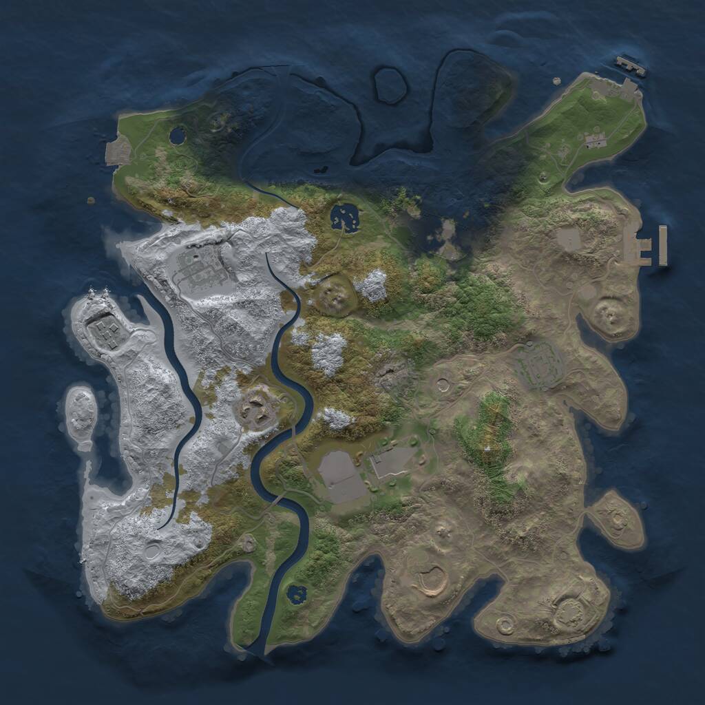 Rust Map: Procedural Map, Size: 3500, Seed: 1185867958, 13 Monuments