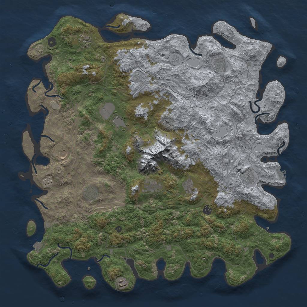Rust Map: Procedural Map, Size: 5000, Seed: 108000508, 18 Monuments