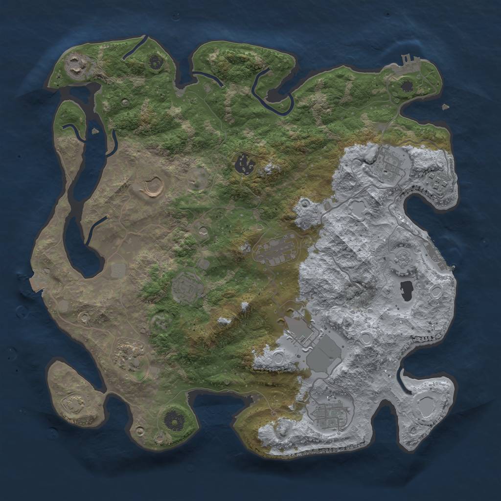 Rust Map: Procedural Map, Size: 3700, Seed: 27288748, 18 Monuments