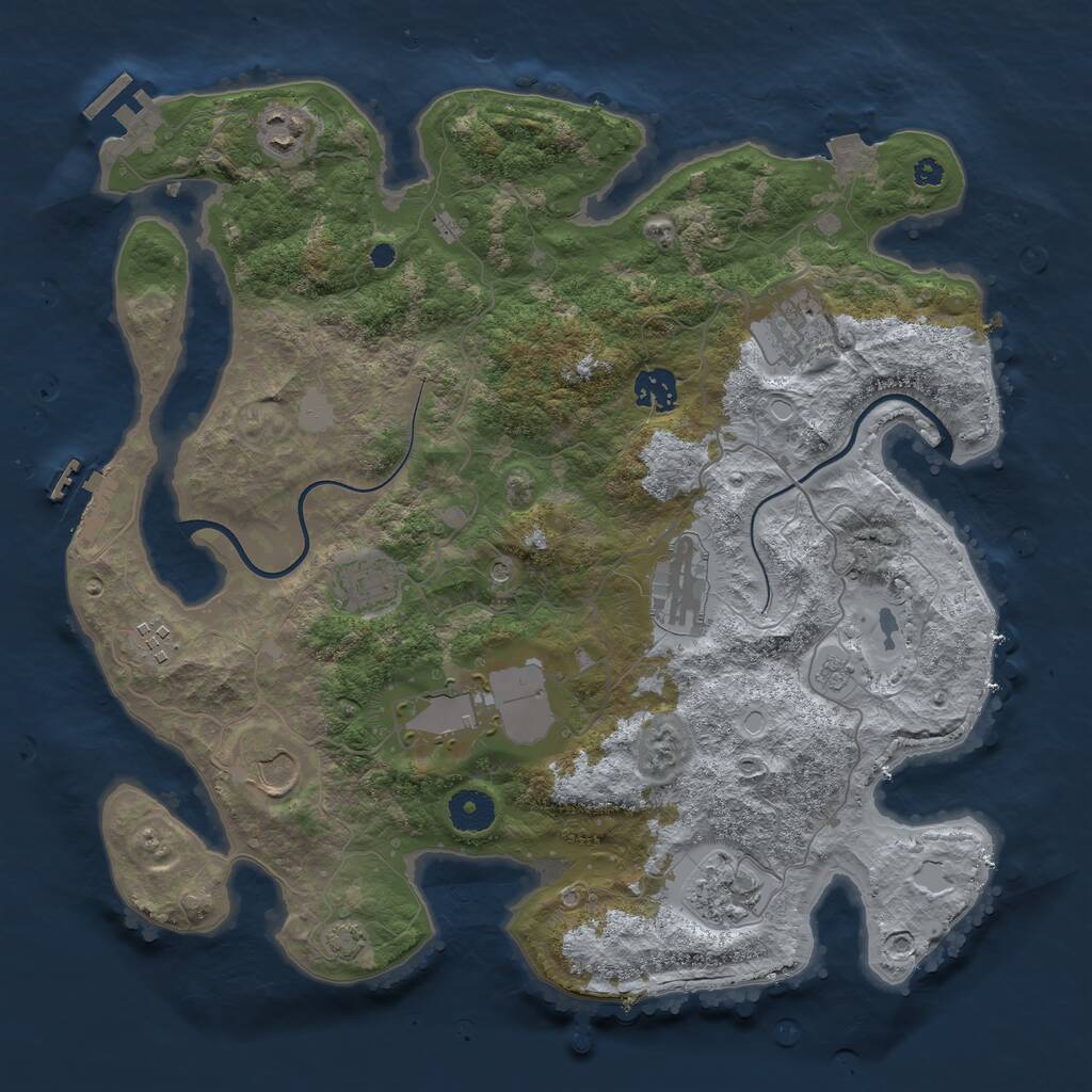 Rust Map: Procedural Map, Size: 3700, Seed: 27288748, 15 Monuments