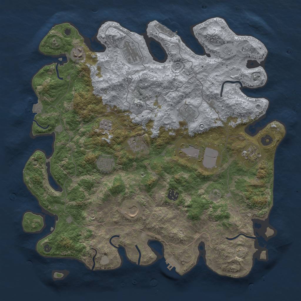 Rust Map: Procedural Map, Size: 4000, Seed: 709, 18 Monuments