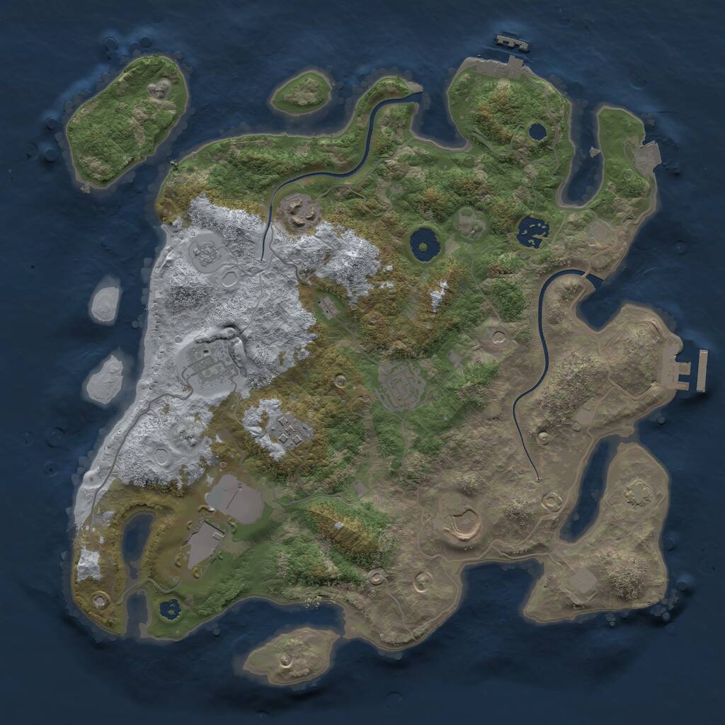 Rust Map: Procedural Map, Size: 3500, Seed: 543354639, 13 Monuments