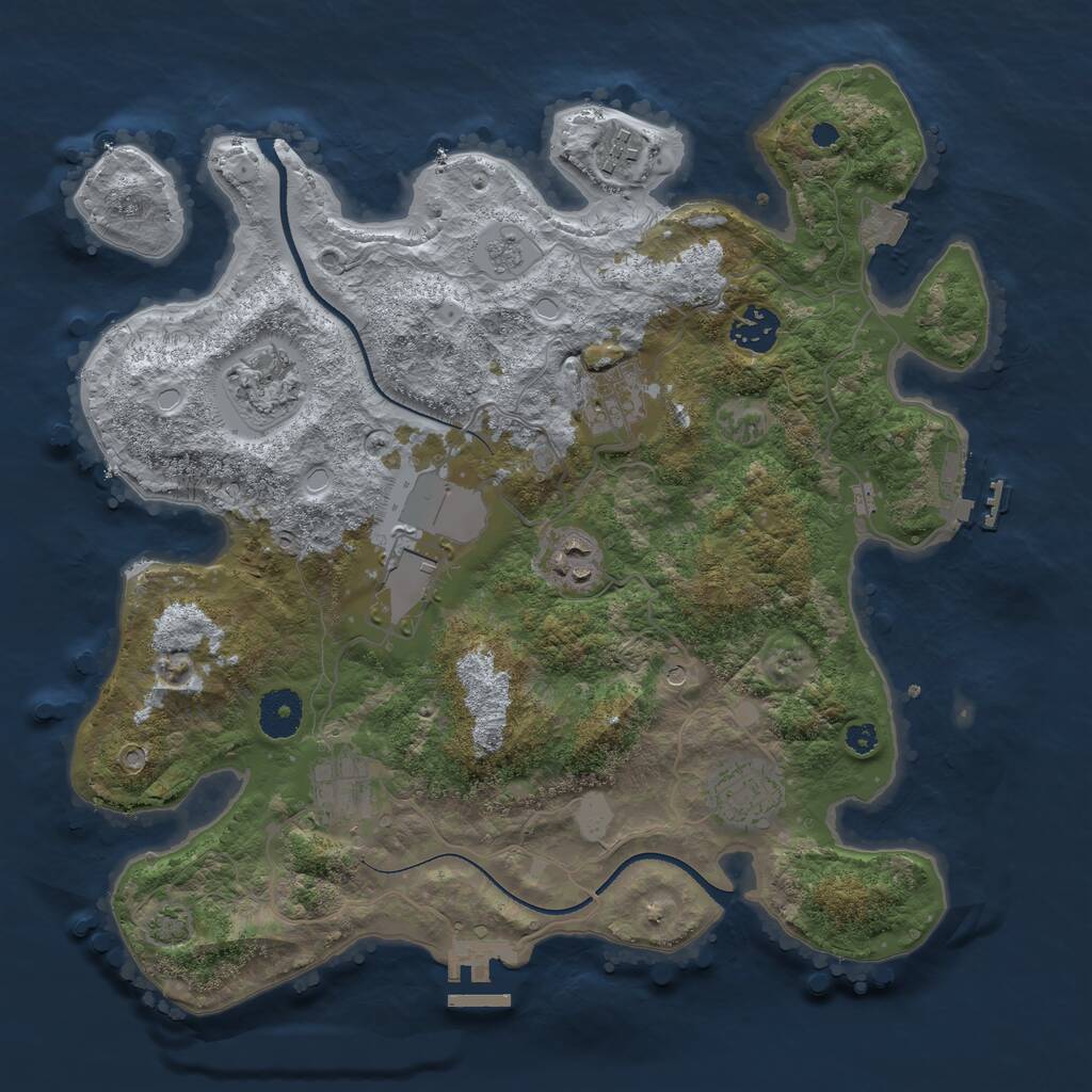 Rust Map: Procedural Map, Size: 3500, Seed: 514650682, 14 Monuments