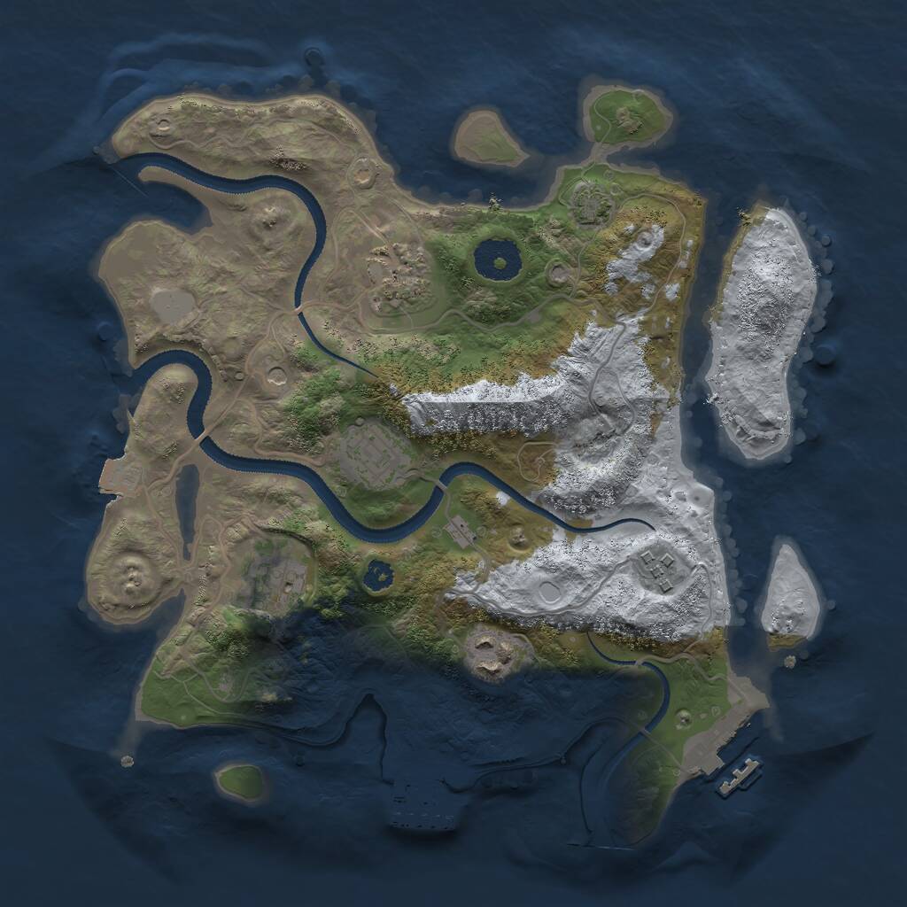 Rust Map: Procedural Map, Size: 3000, Seed: 43716, 10 Monuments