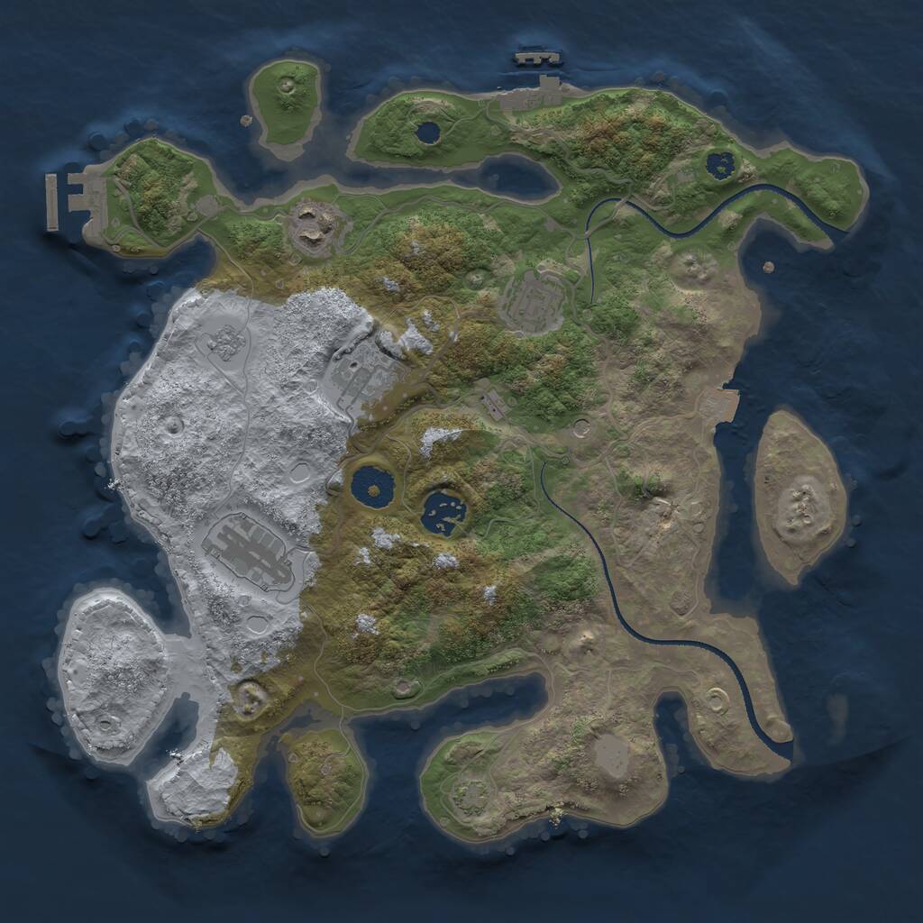 Rust Map: Procedural Map, Size: 3250, Seed: 361102476, 11 Monuments