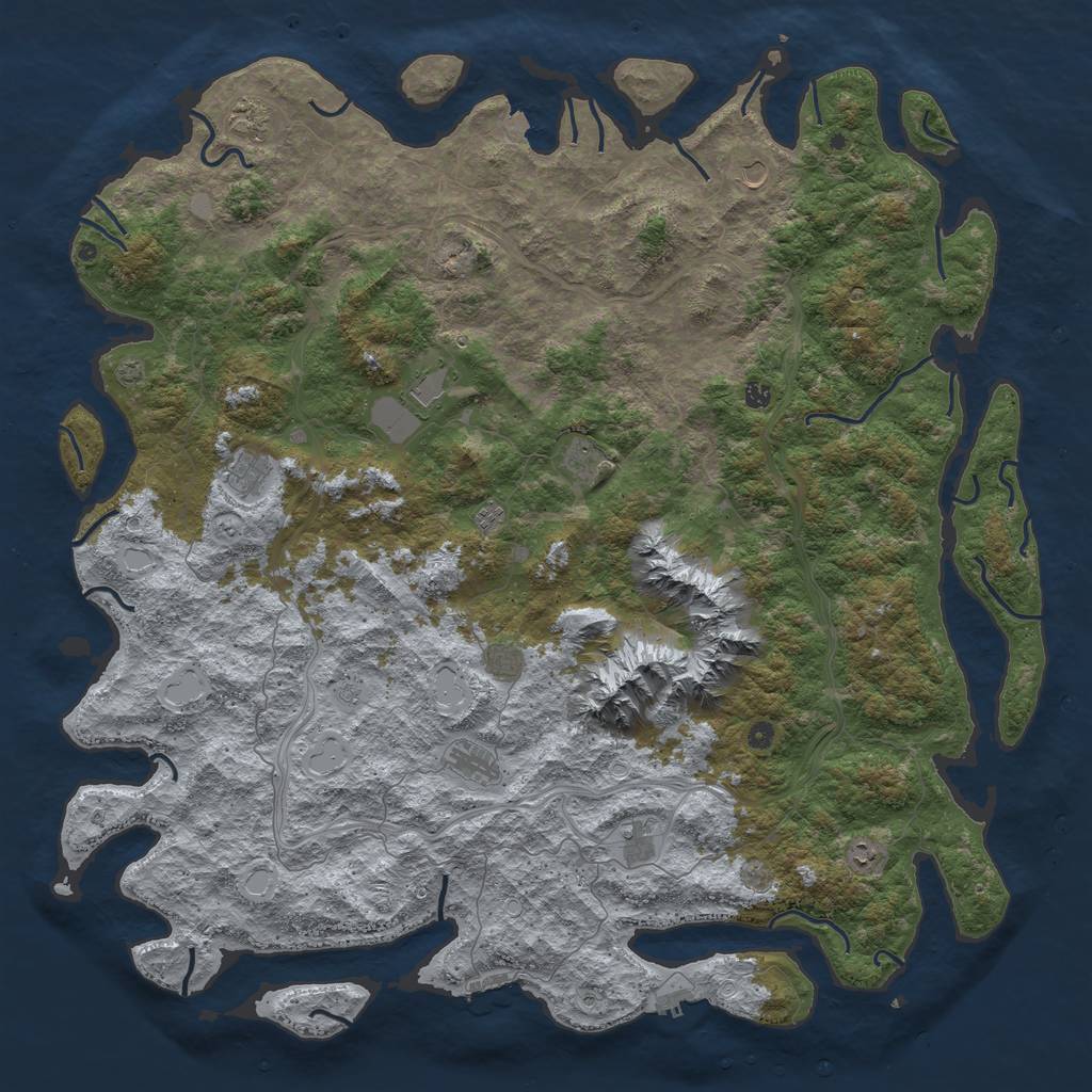 Rust Map: Procedural Map, Size: 6000, Seed: 1163166, 19 Monuments