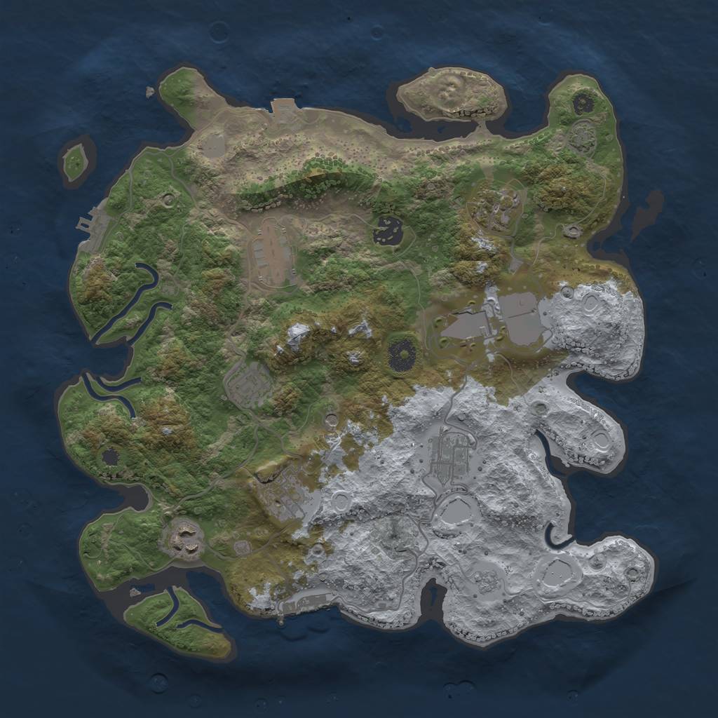 Rust Map: Procedural Map, Size: 3500, Seed: 1873401278, 16 Monuments