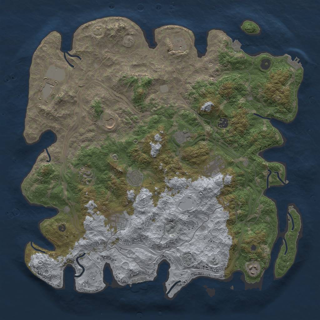 Rust Map: Procedural Map, Size: 4500, Seed: 1065394127, 19 Monuments