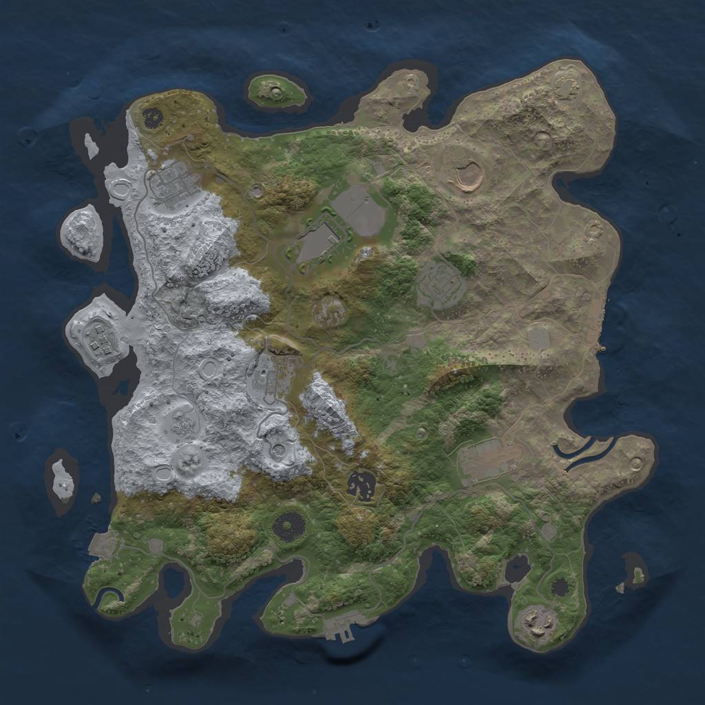 Rust Map: Procedural Map, Size: 3500, Seed: 290695587, 17 Monuments