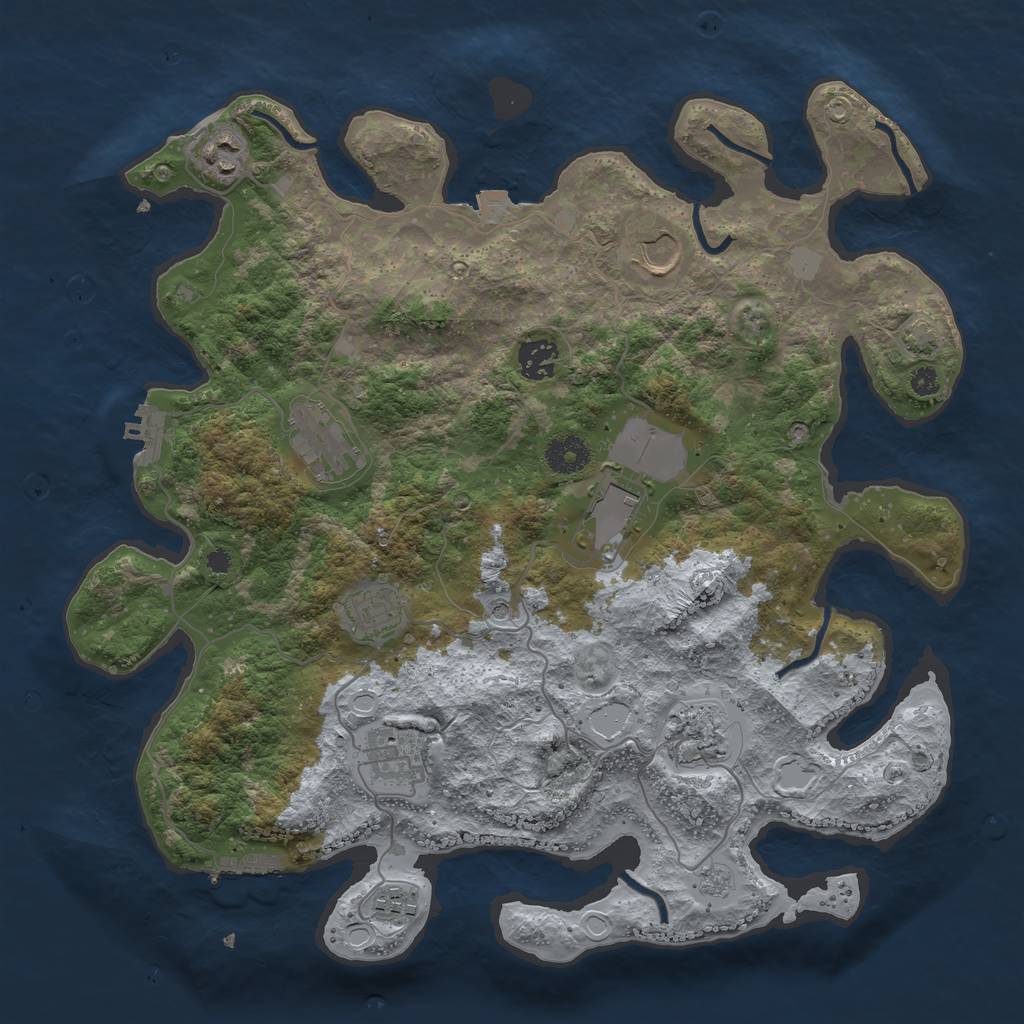 Rust Map: Procedural Map, Size: 3700, Seed: 1143808109, 17 Monuments