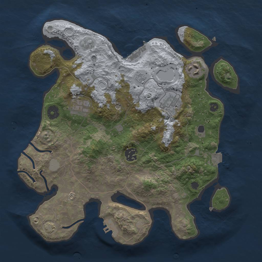 Rust Map: Procedural Map, Size: 3000, Seed: 706157248, 12 Monuments