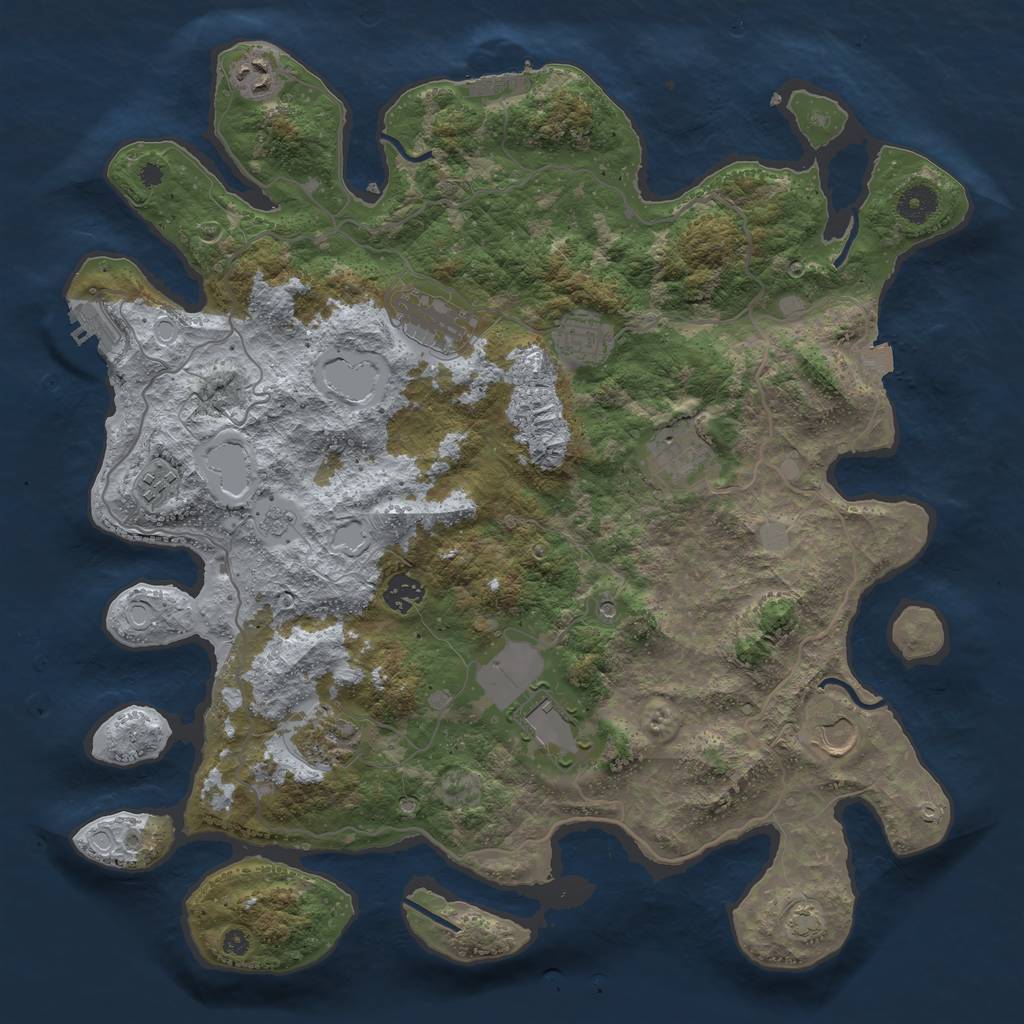 Rust Map: Procedural Map, Size: 4000, Seed: 1739898052, 17 Monuments