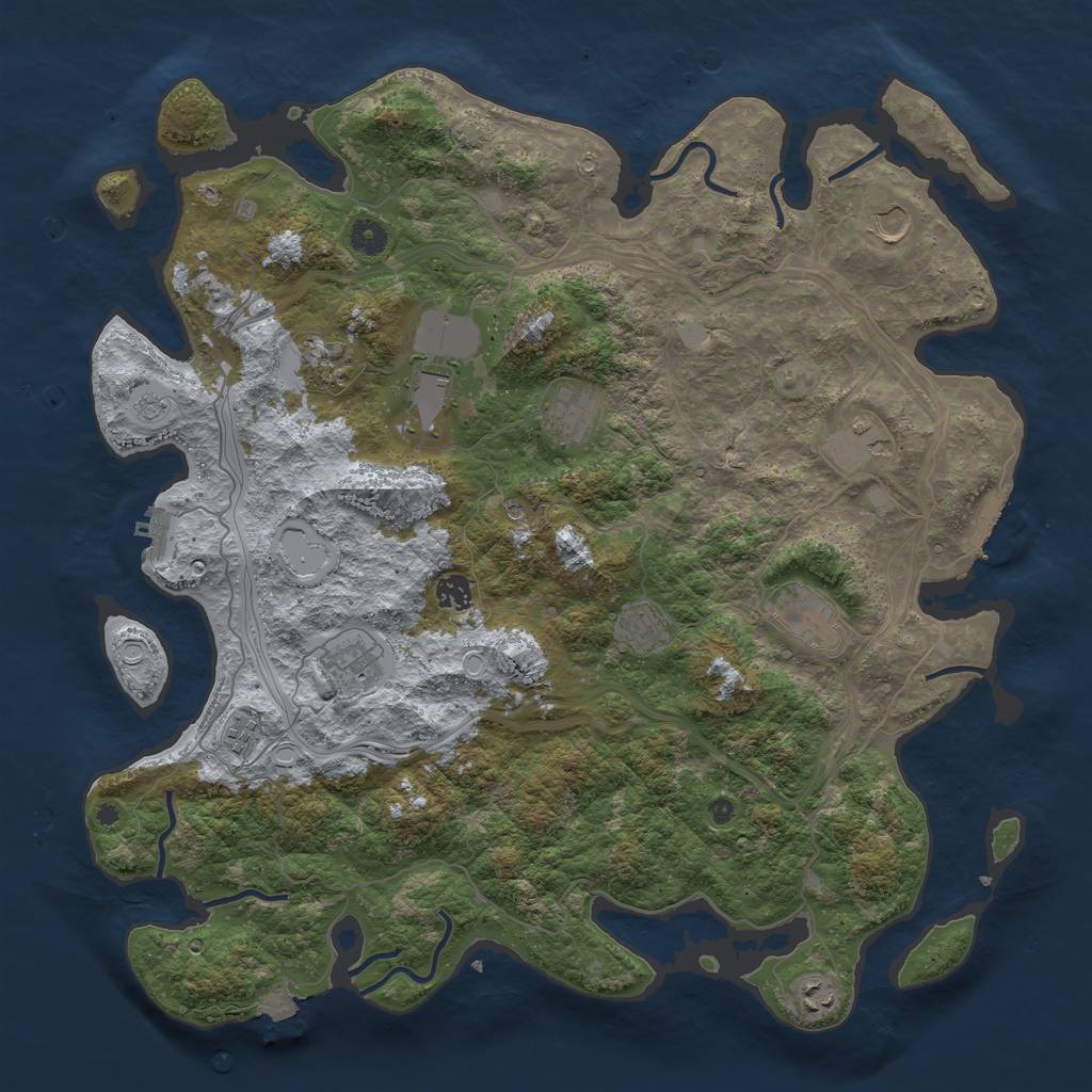 Rust Map: Procedural Map, Size: 4500, Seed: 1853009428, 19 Monuments