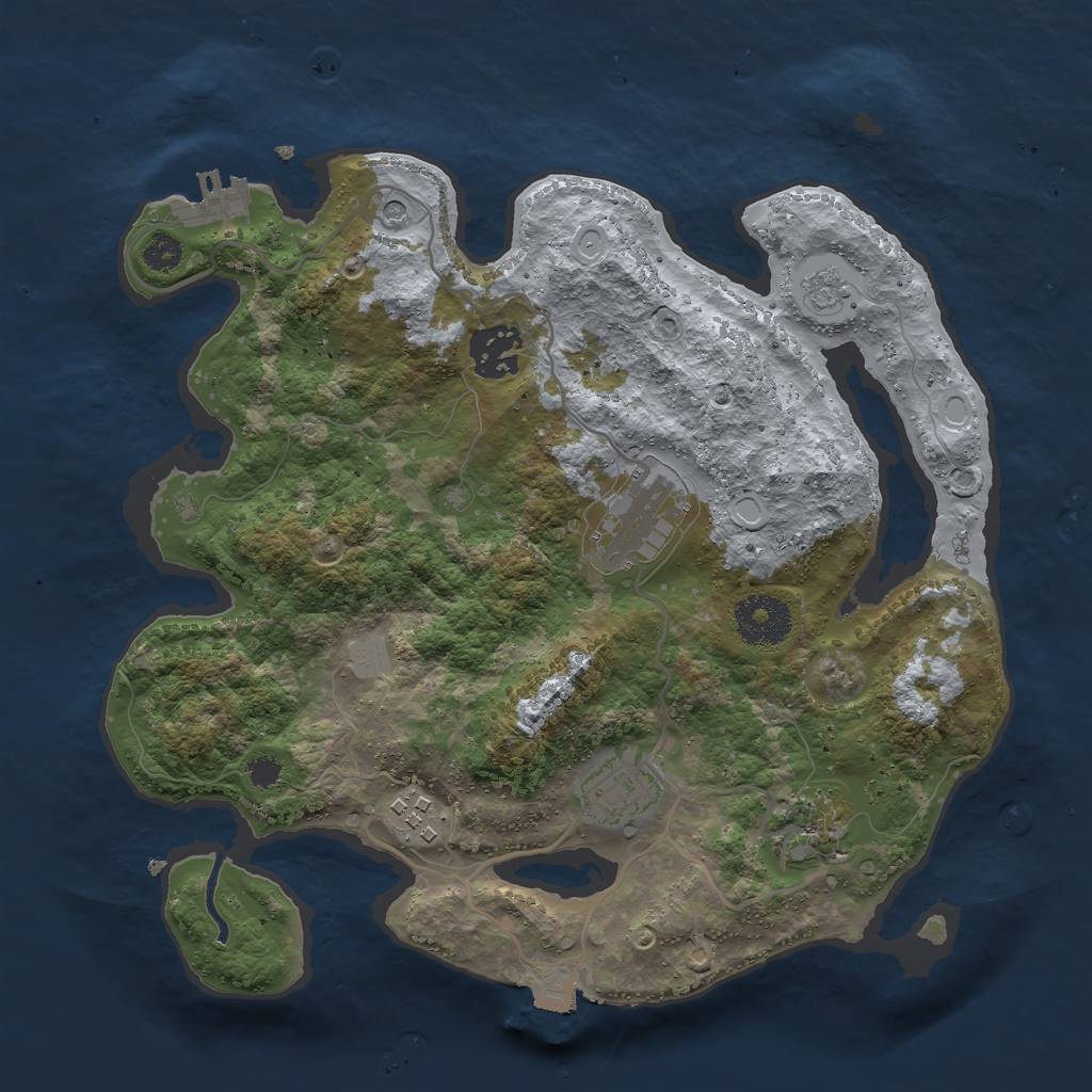 Rust Map: Procedural Map, Size: 3000, Seed: 1947943176, 11 Monuments