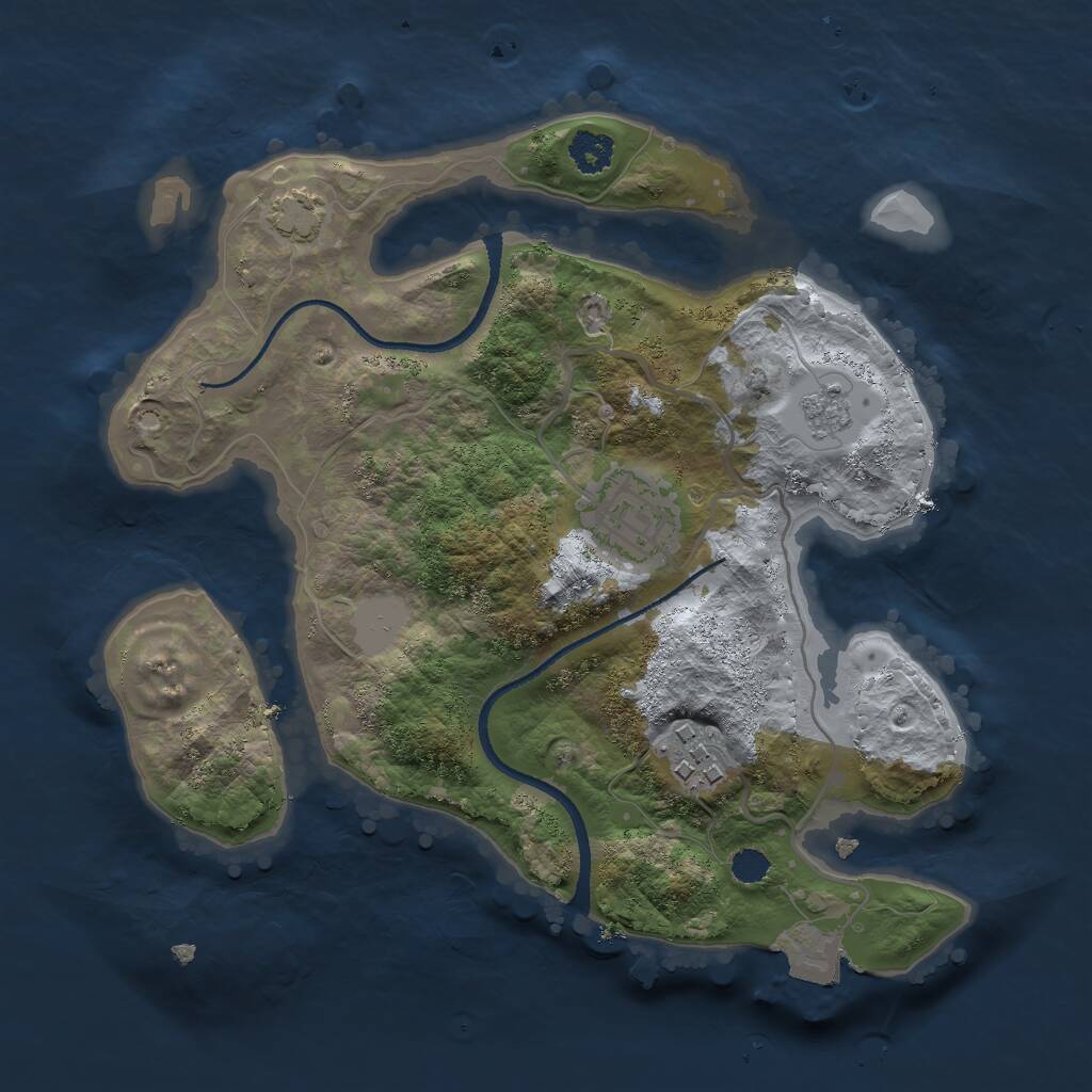 Rust Map: Procedural Map, Size: 2500, Seed: 17083, 5 Monuments