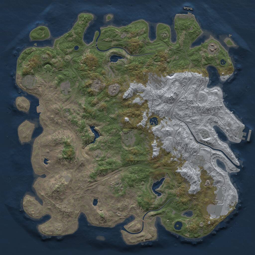 Rust Map: Procedural Map, Size: 4500, Seed: 556342103, 16 Monuments