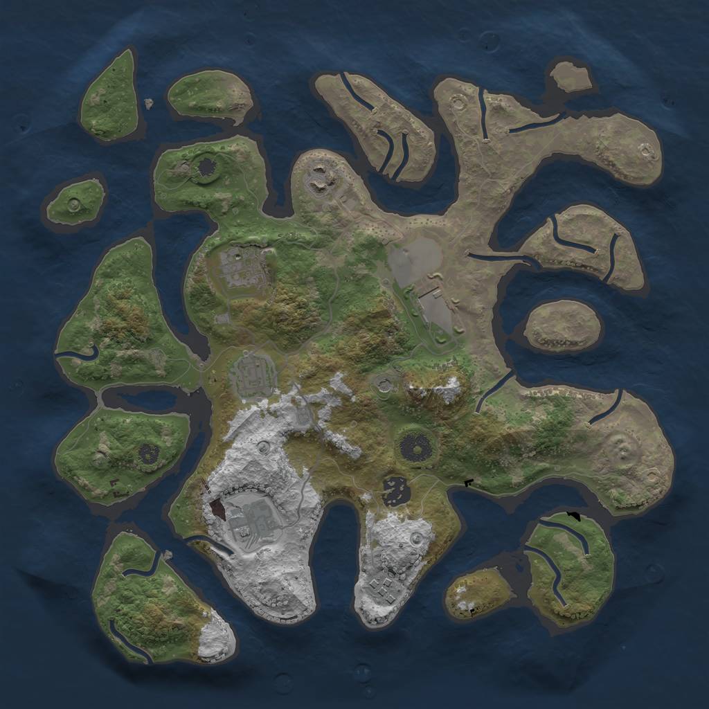 Rust Map: Procedural Map, Size: 3500, Seed: 690, 10 Monuments