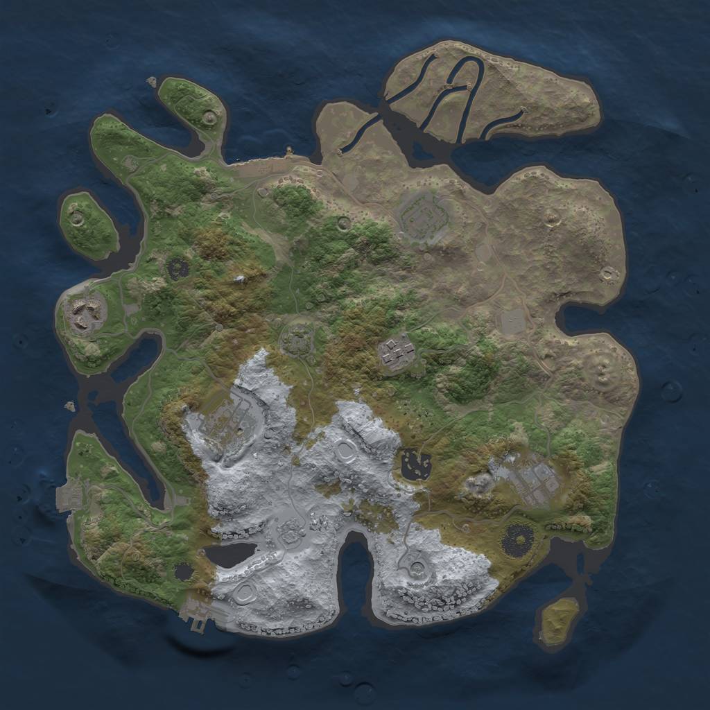 Rust Map: Procedural Map, Size: 3250, Seed: 1873696846, 14 Monuments