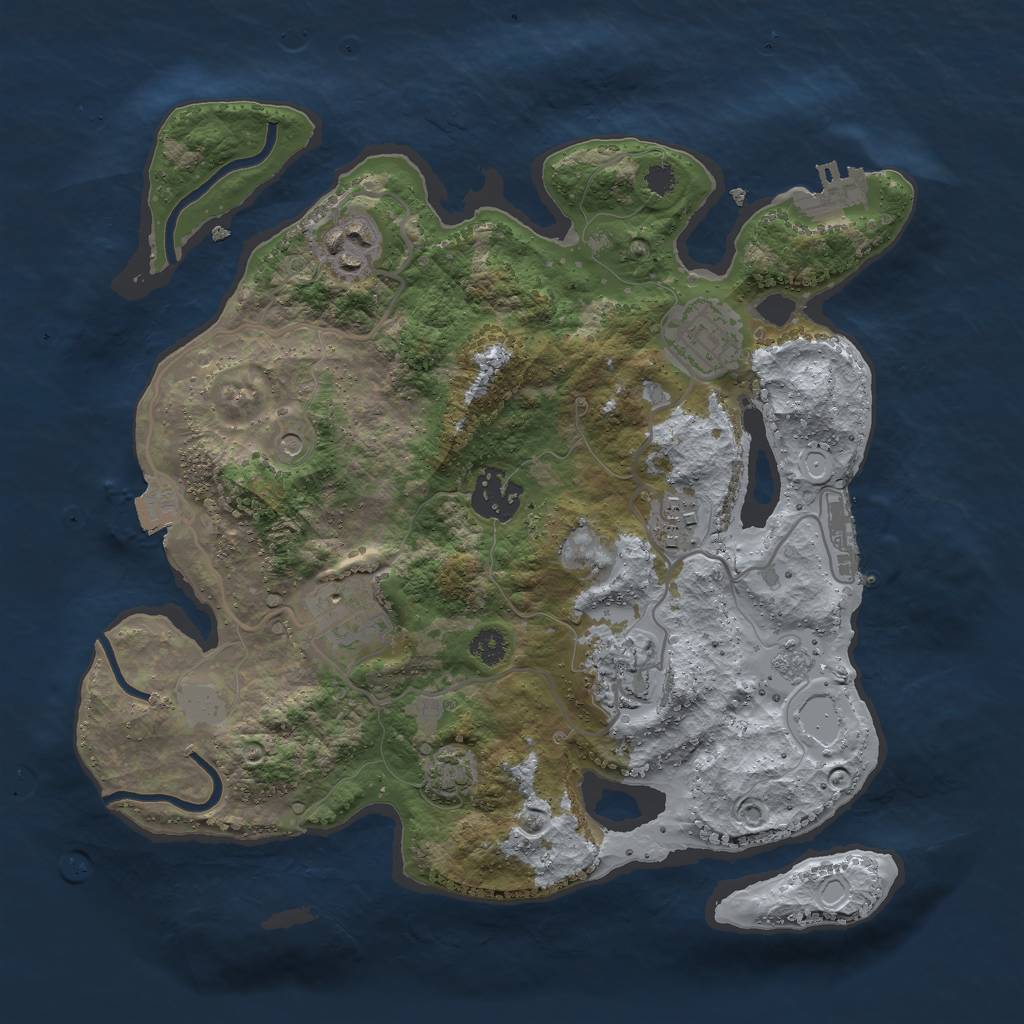 Rust Map: Procedural Map, Size: 3000, Seed: 4635819, 14 Monuments