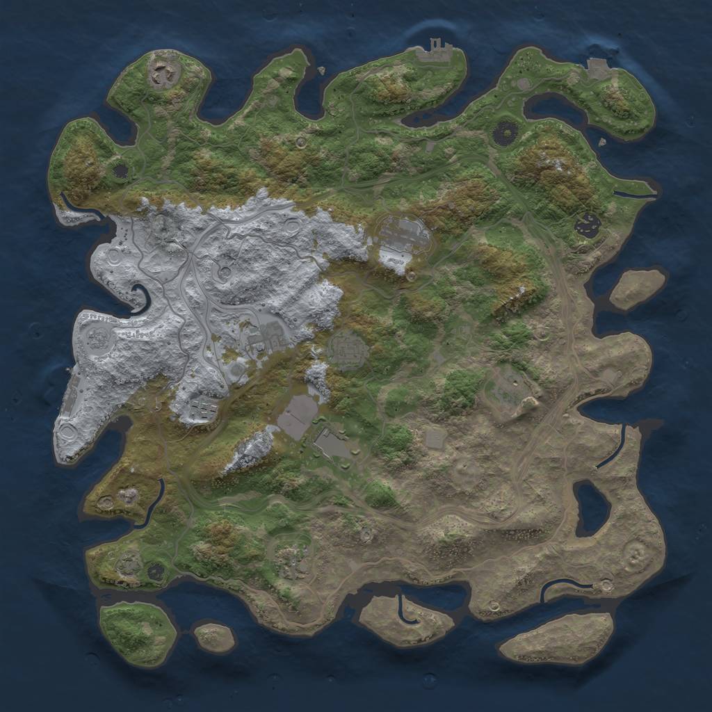 Rust Map: Procedural Map, Size: 4250, Seed: 569858825, 17 Monuments