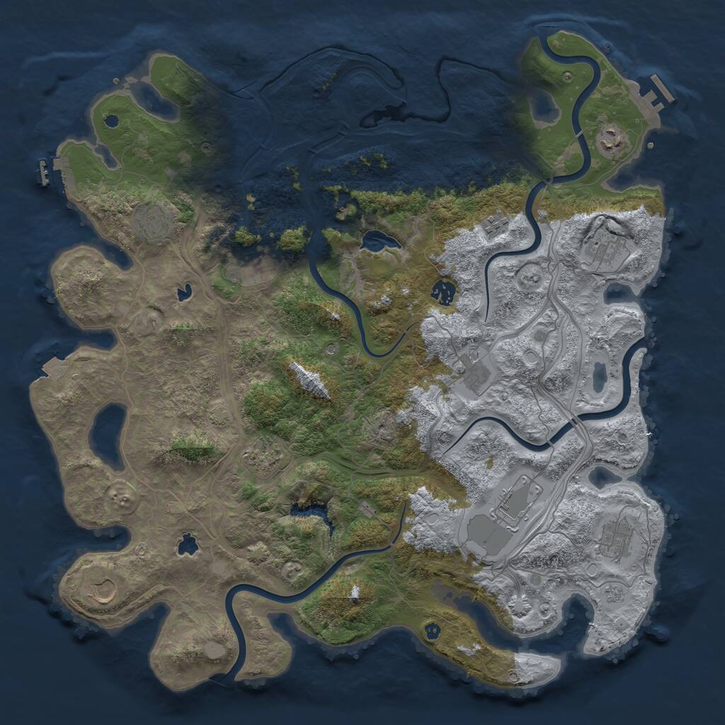 Rust Map: Procedural Map, Size: 4500, Seed: 409124385, 17 Monuments